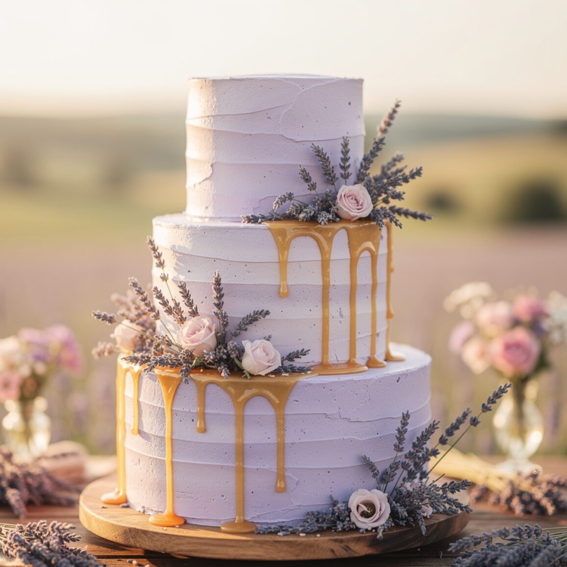 12 Stunning Wedding Cake Ideas That Will Make Every Guest Stop and Stare 8 ultra realistic lavender honey wedding cake with s edited