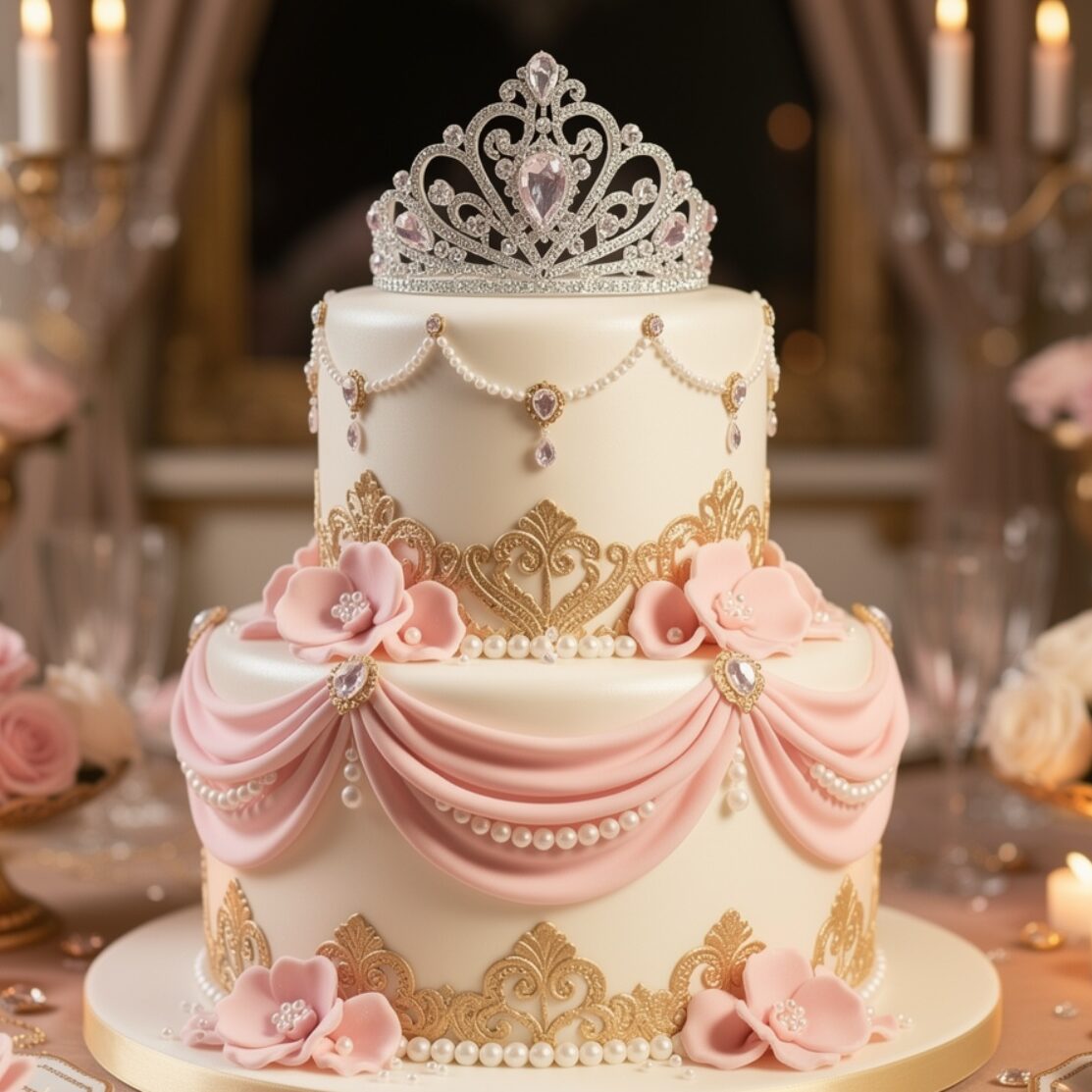10 Magical Cake Designs for Girls That Make Every Birthday Feel Like a Fairy Tale 2 ultra realistic princess tiara fondant cake elegan edited