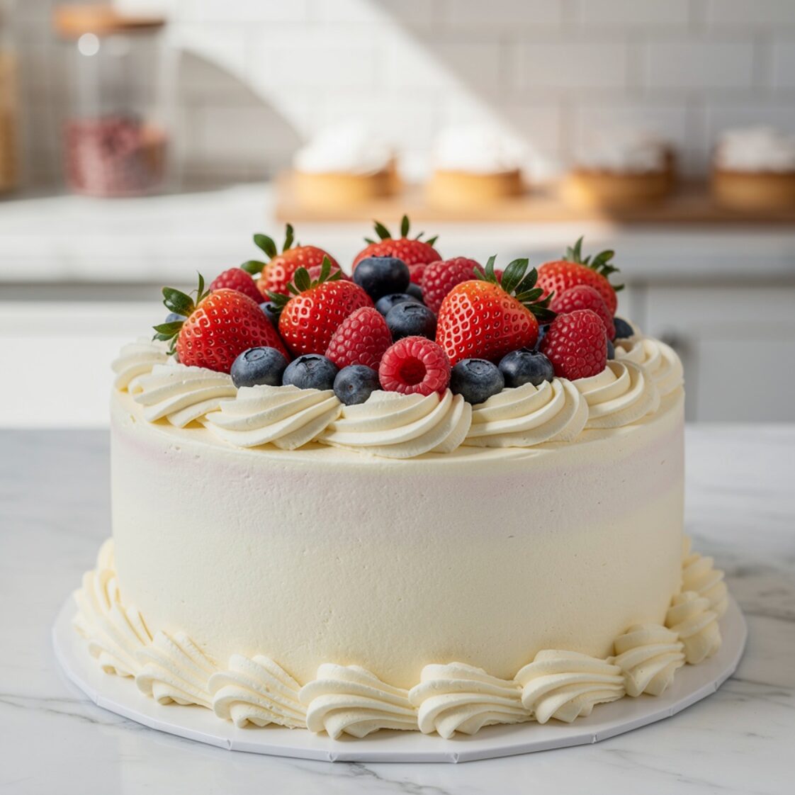 13 Show-Stopping Cake Decorating Ideas That Will Make Every Cake Look Like It Came from a Bakery 13 whipped cream swoosh with fresh berries light and edited