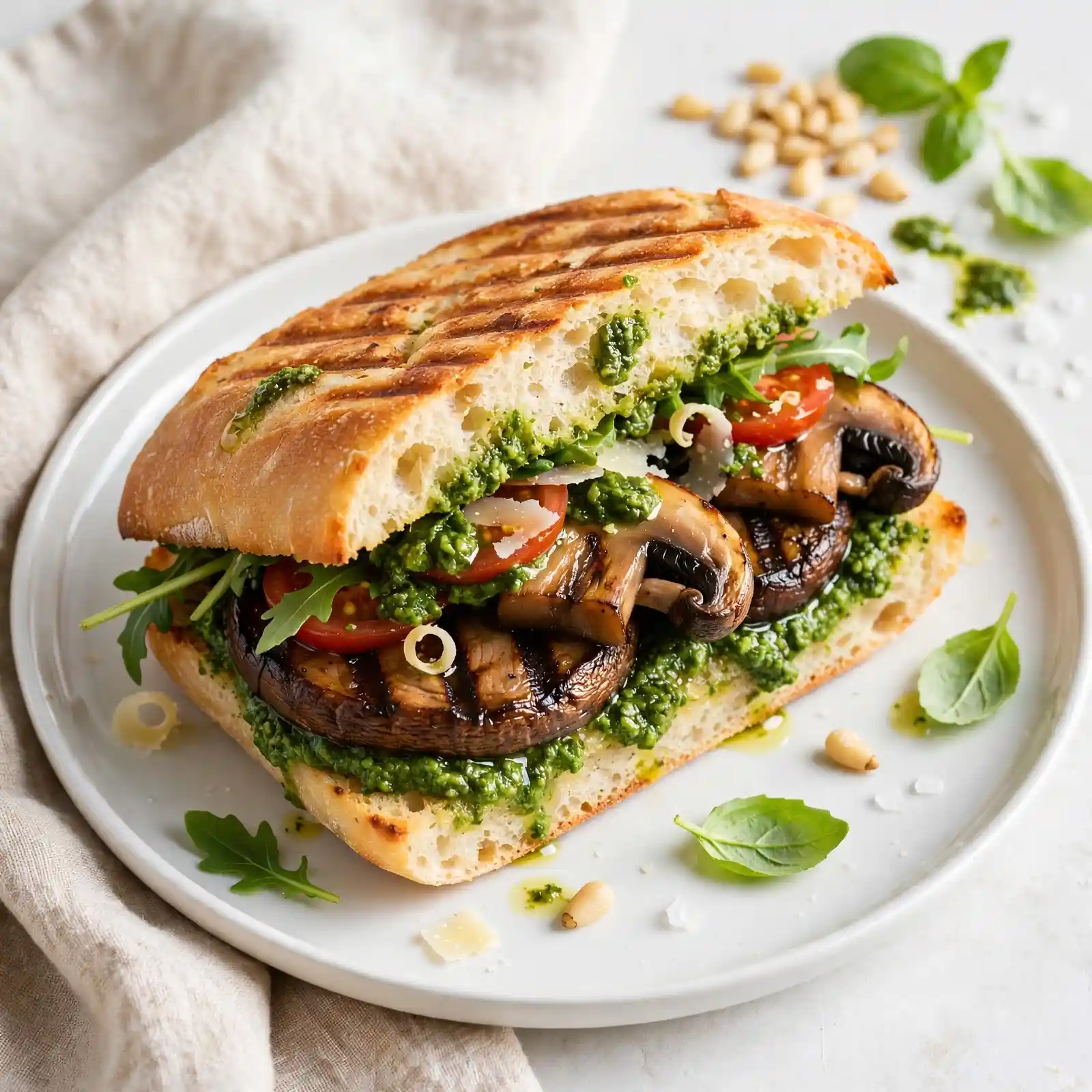 Grilled Portobello Sandwich with Pesto