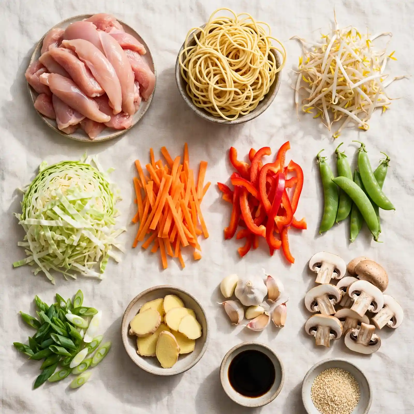 Ingredients of Chicken Chow Mein