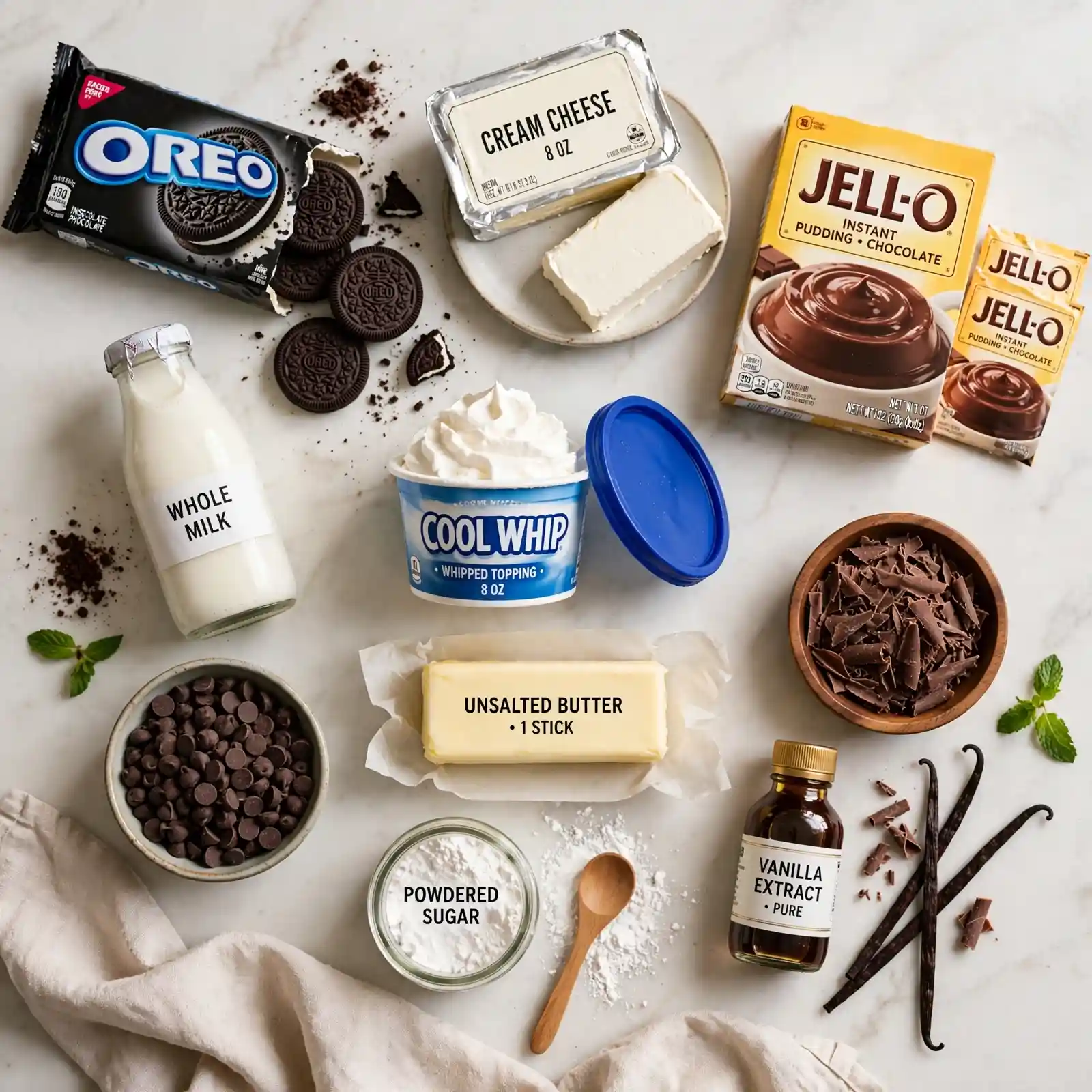 Ingredients of Chocolate Lasagna