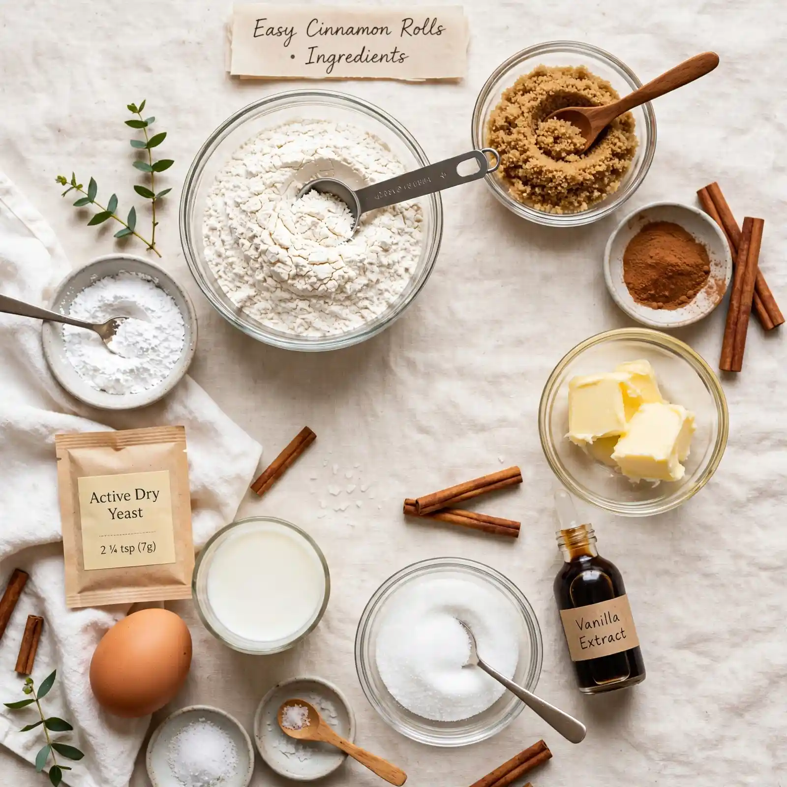 Ingredients of Easy Cinnamon Rolls