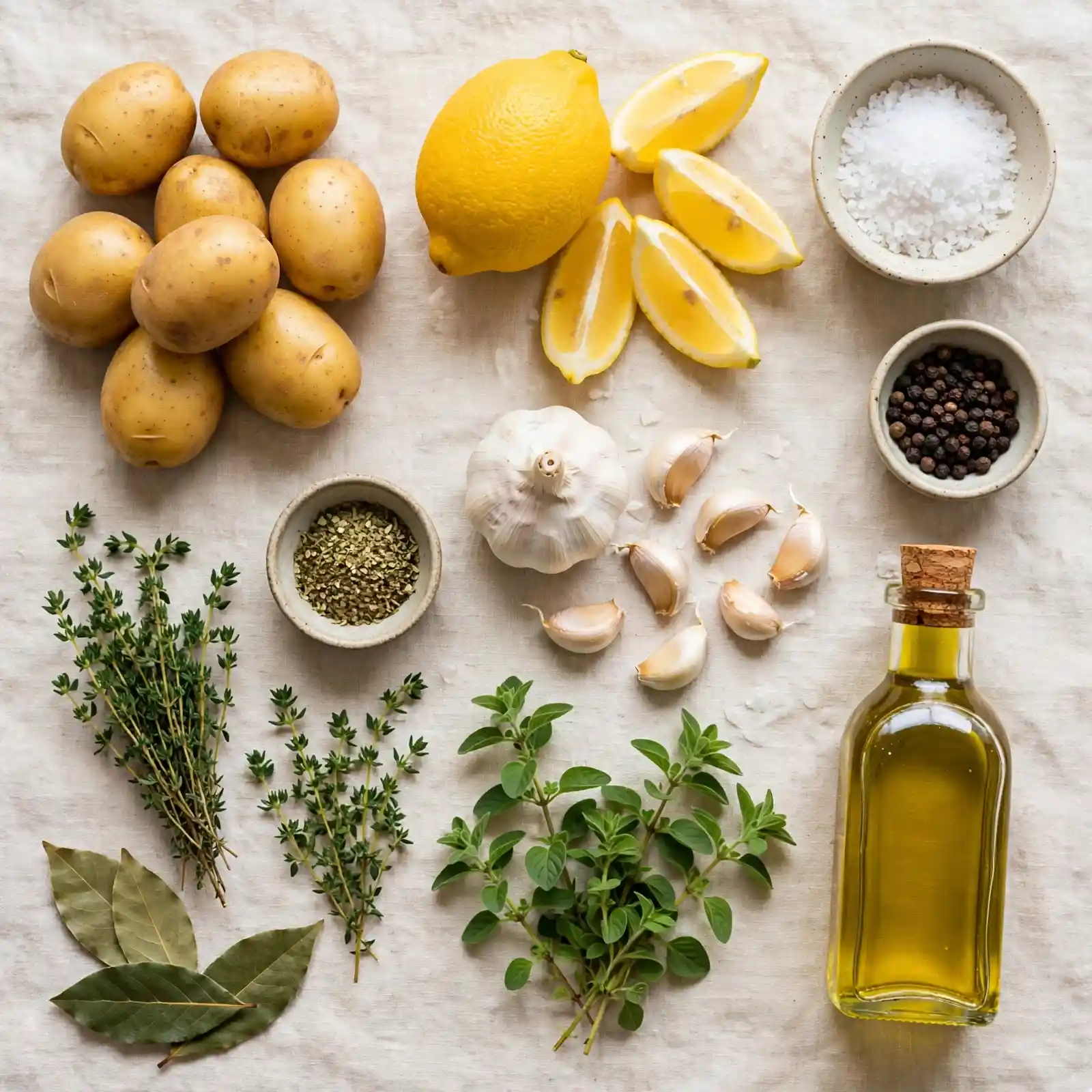 Ingredients of Greek Lemon Potatoes