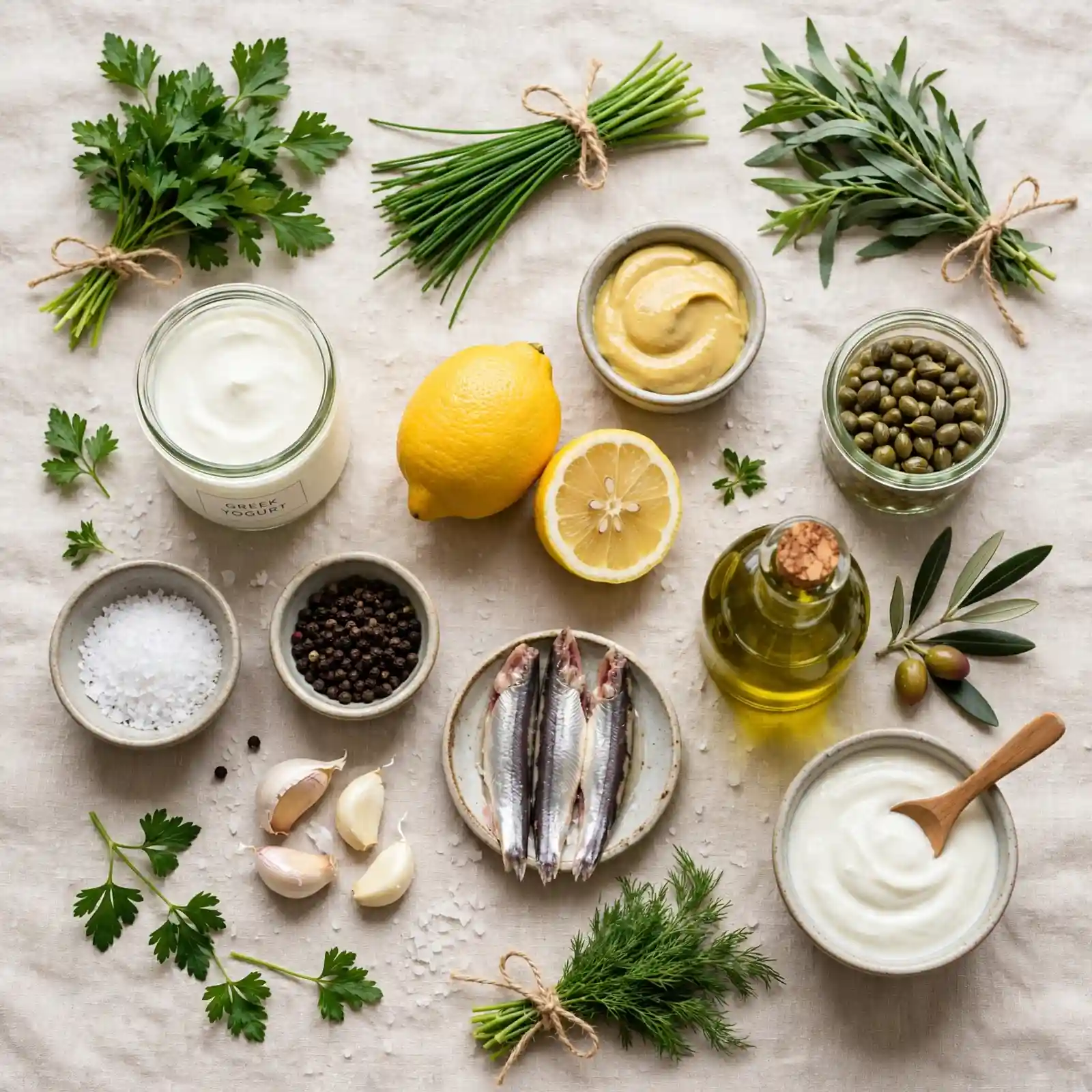 Ingredients of Green Goddess Dressing
