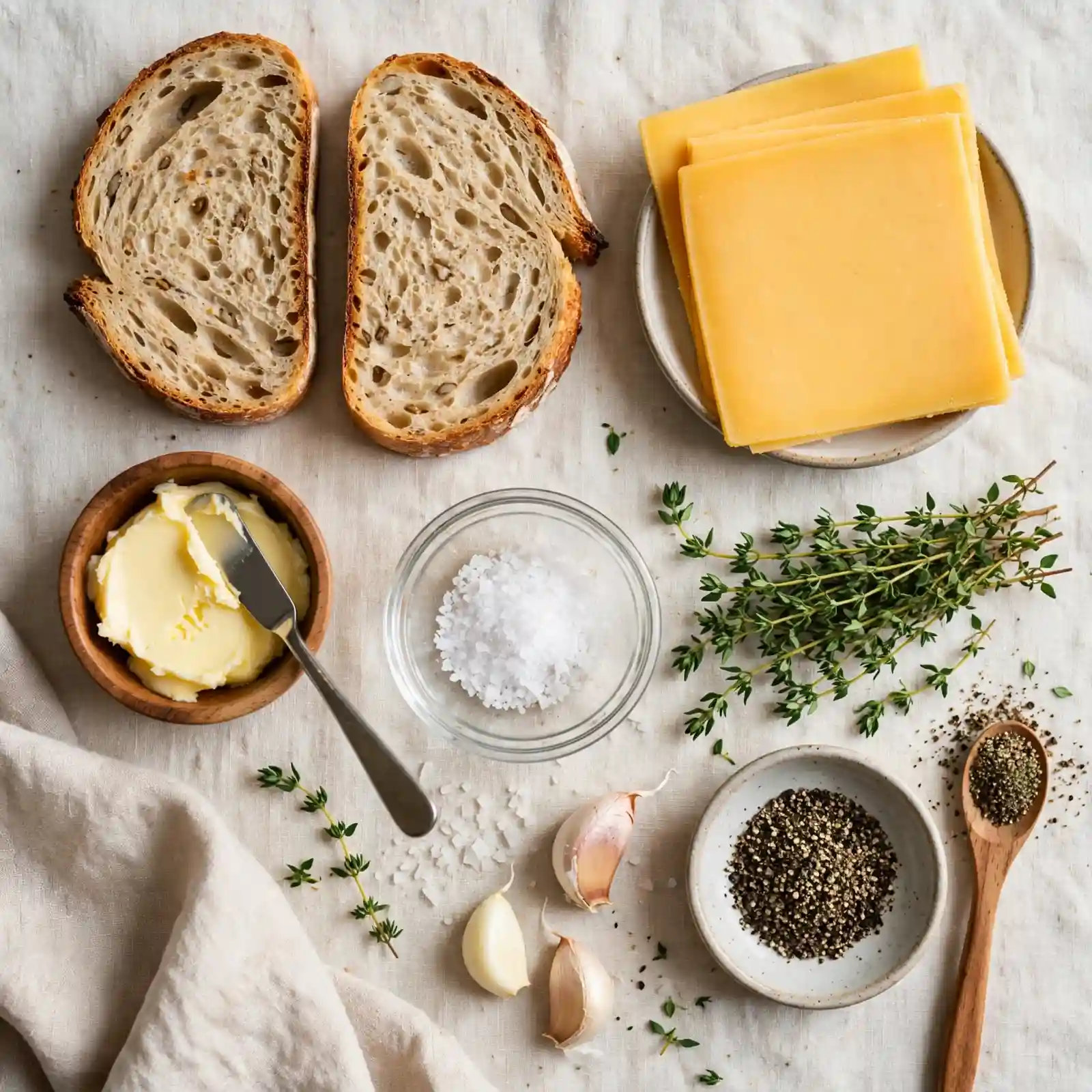 Ingredients of Grilled Cheese Sandwich