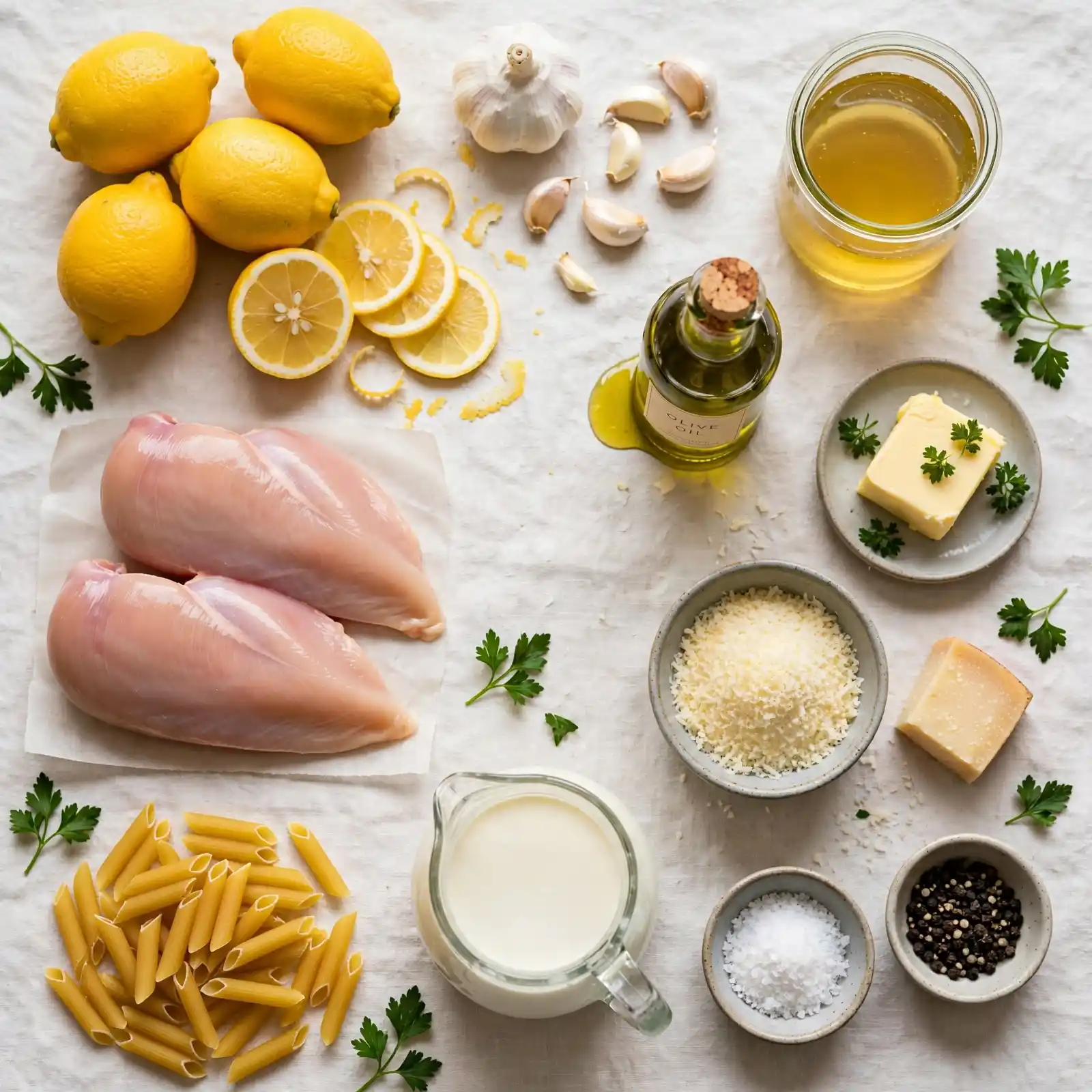 Ingredients of Lemon Chicken Pasta