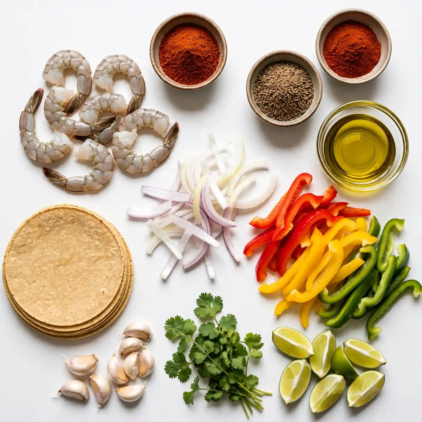 Ingredients of Shrimp Fajitas