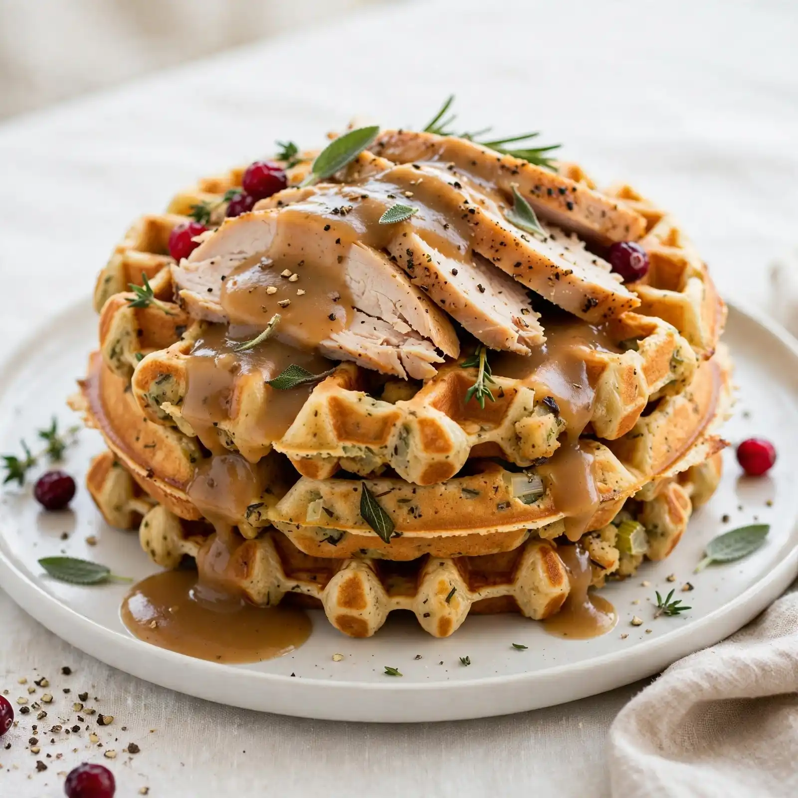 Stuffing Waffles with Turkey and Gravy